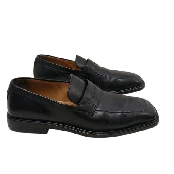 $1200 Louis Vuitton Leather Penny Loafers Shoes Mens US 8 Black Square Toe - Picture 9 of 16